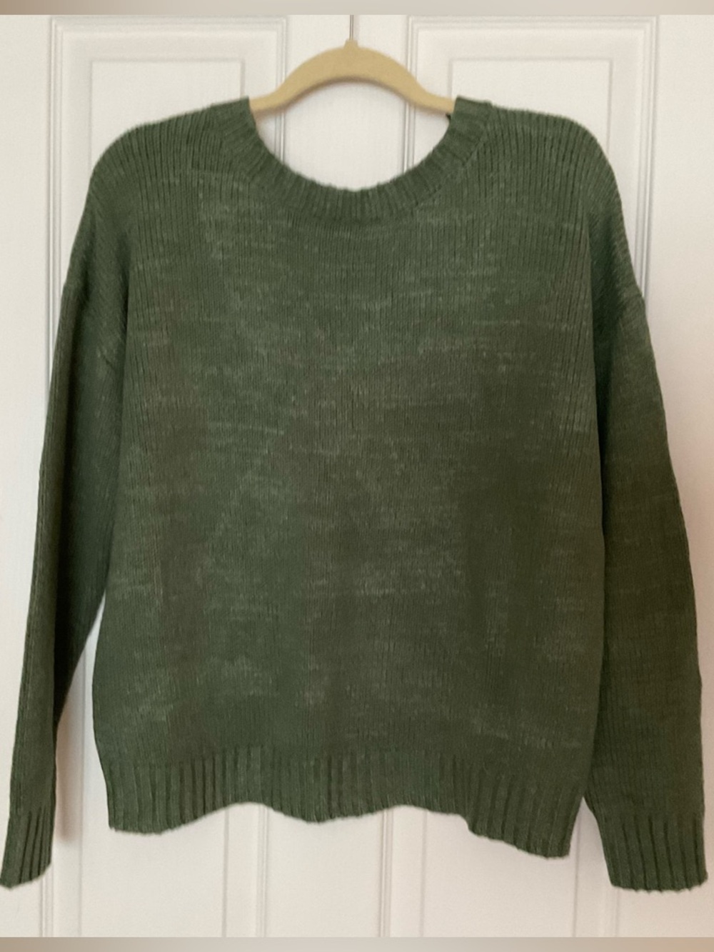 Miracle Olive Green V-Back Crossover Sweater